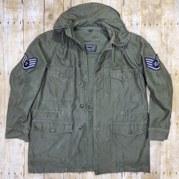 Vtg 1961 USAF Air Force Field Jacket Size Sm Reg Cotton Sateen Rollaway Hood EUC - Picture 4 of 12